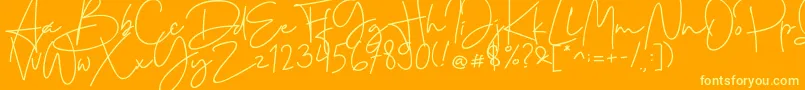 Cervanttis-Schriftart – Gelbe Schriften auf orangefarbenem Hintergrund