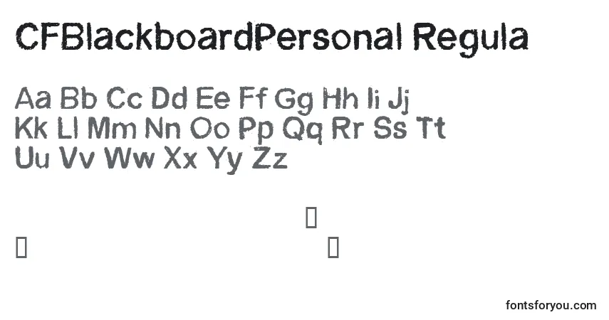 Czcionka CFBlackboardPersonal Regula – alfabet, cyfry, specjalne znaki