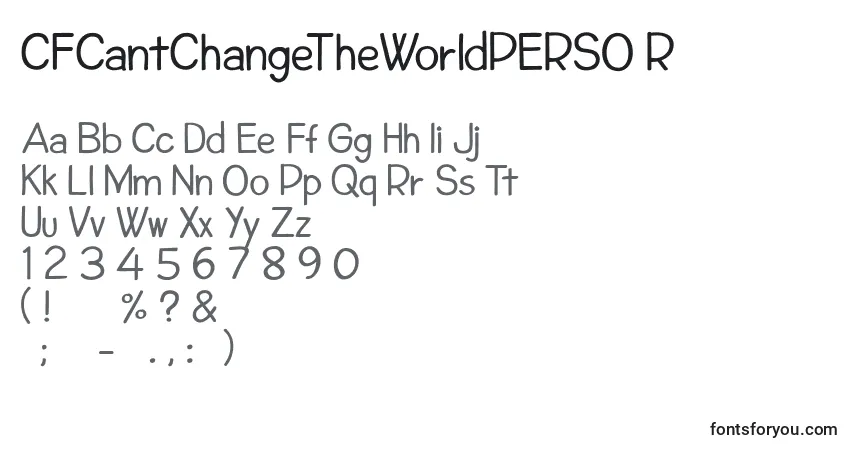 Fuente CFCantChangeTheWorldPERSO R - alfabeto, números, caracteres especiales