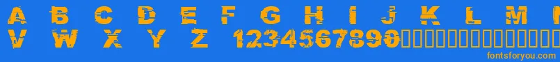 CFGlitchCity Regular-Schriftart – Orangefarbene Schriften auf blauem Hintergrund