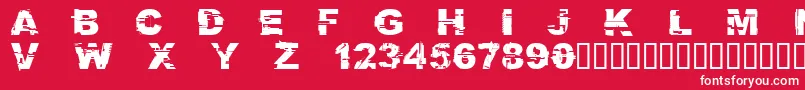 フォントCFGlitchCity Regular – 赤い背景に白い文字