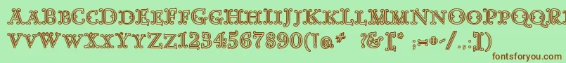GoudyDecorInitialc-fontti – ruskeat fontit vihreällä taustalla