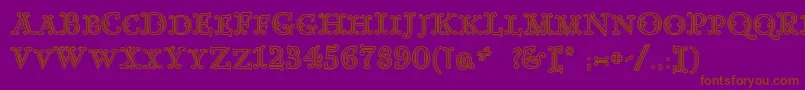 GoudyDecorInitialc-fontti – ruskeat fontit violetilla taustalla