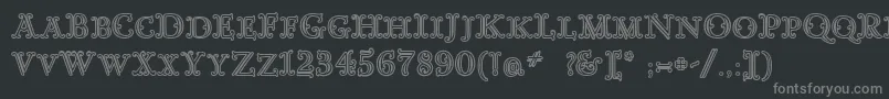 GoudyDecorInitialc-fontti – harmaat kirjasimet mustalla taustalla