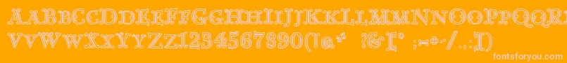 GoudyDecorInitialc-Schriftart – Rosa Schriften auf orangefarbenem Hintergrund