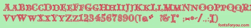 GoudyDecorInitialc-fontti – punaiset fontit vihreällä taustalla