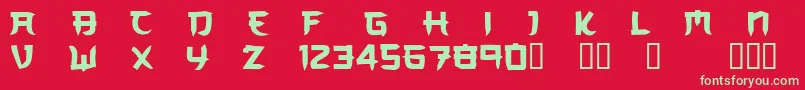 フォントCFLedernierEmpereurPersonal – 赤い背景に緑の文字