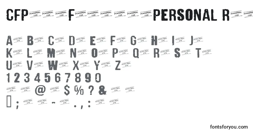 Czcionka CFPunkFashionPERSONAL Regul – alfabet, cyfry, specjalne znaki