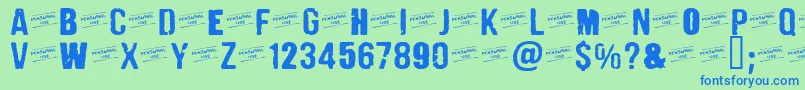 CFPunkFashionPERSONAL Regul Font – Blue Fonts on Green Background
