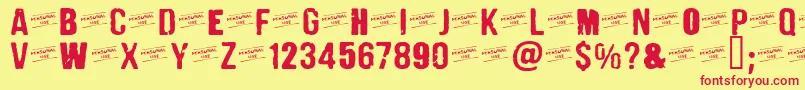 CFPunkFashionPERSONAL Regul-Schriftart – Rote Schriften auf gelbem Hintergrund