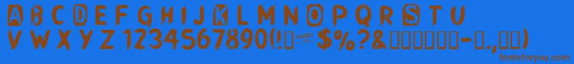 CFPunkSongwriterRoughPERSO Font – Brown Fonts on Blue Background