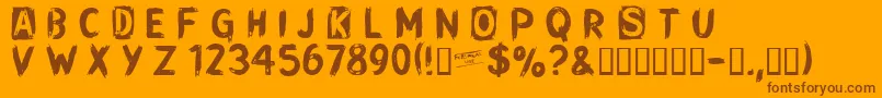 CFPunkSongwriterRoughPERSO-Schriftart – Braune Schriften auf orangefarbenem Hintergrund