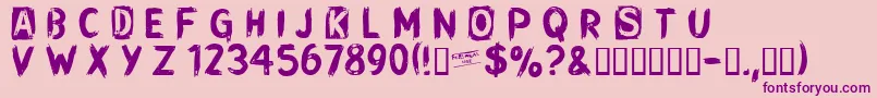 フォントCFPunkSongwriterRoughPERSO – ピンクの背景に紫のフォント