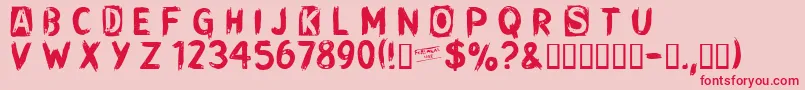 フォントCFPunkSongwriterRoughPERSO – ピンクの背景に赤い文字