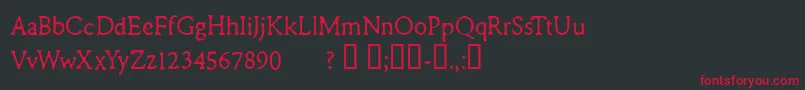 フォントCFRemingtonTypewriter Regul – 黒い背景に赤い文字