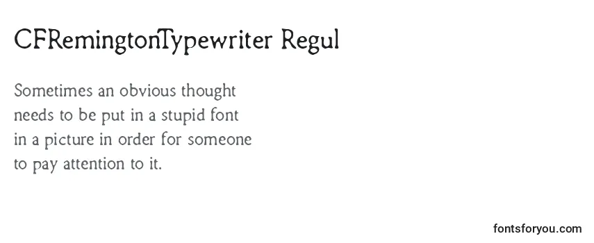 Review of the CFRemingtonTypewriter Regul Font