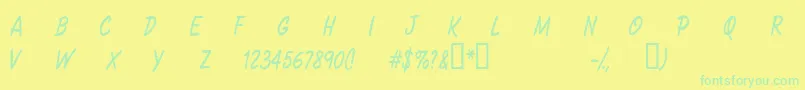 fuente CFSacredPlanet Regular – Fuentes Verdes Sobre Fondo Amarillo