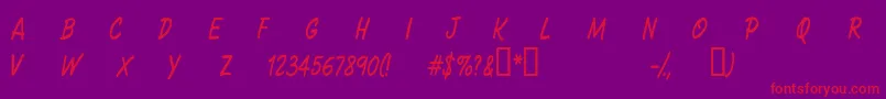 CFSacredPlanet Regular-Schriftart – Rote Schriften auf violettem Hintergrund