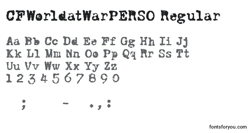 A fonte CFWorldatWarPERSO Regular – alfabeto, números, caracteres especiais