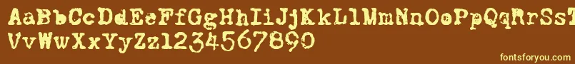 CFWorldatWarPERSO Regular Font – Yellow Fonts on Brown Background