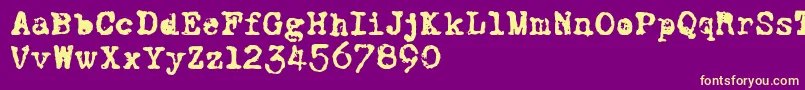 CFWorldatWarPERSO Regular Font – Yellow Fonts on Purple Background