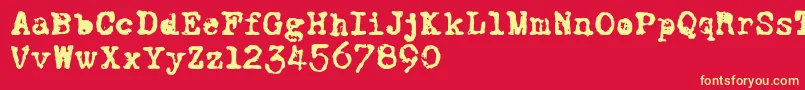 CFWorldatWarPERSO Regular Font – Yellow Fonts on Red Background