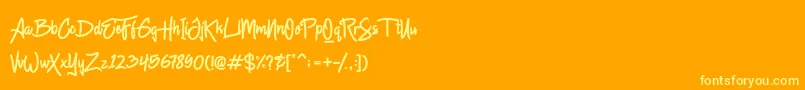 Chagack Personal Use-Schriftart – Gelbe Schriften auf orangefarbenem Hintergrund