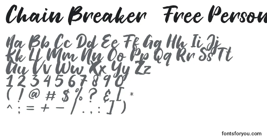 Шрифт Chain Breaker   Free Personal Use – алфавит, цифры, специальные символы