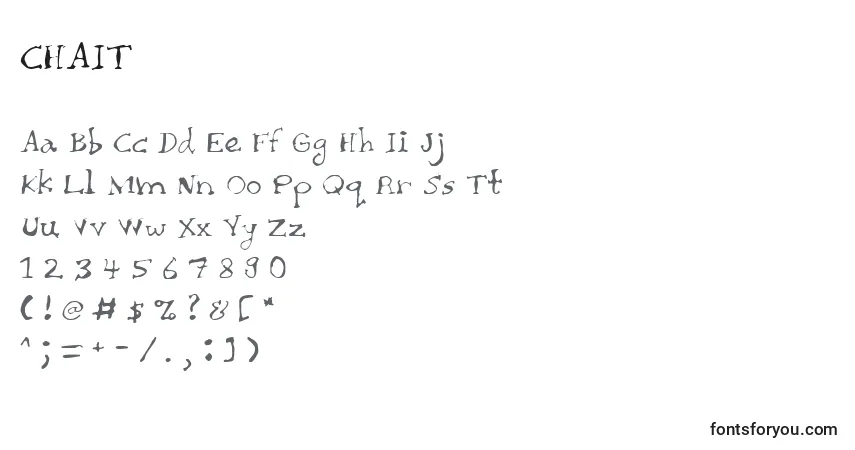 A fonte CHAIT    (123067) – alfabeto, números, caracteres especiais