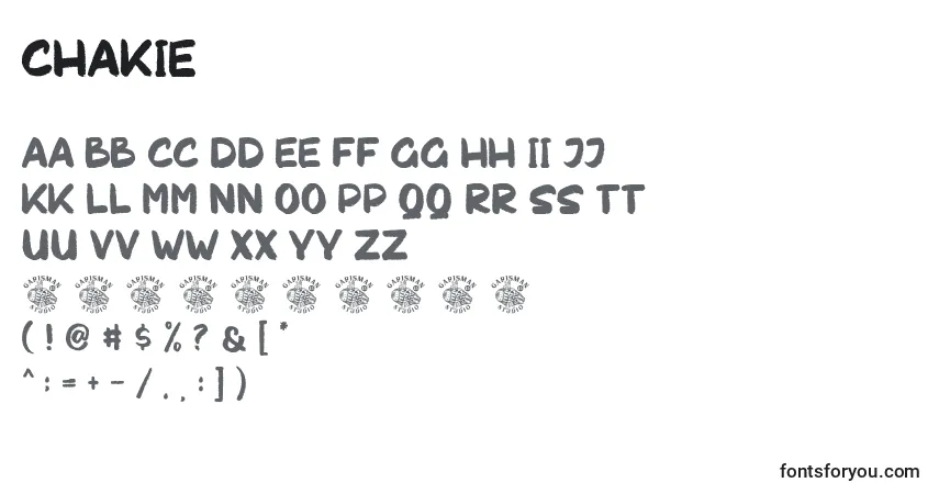 Шрифт Chakie – алфавит, цифры, специальные символы