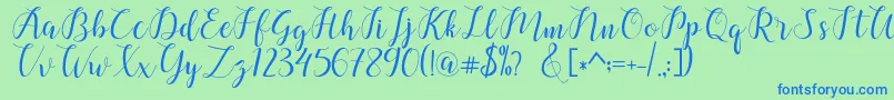 chalala Font – Blue Fonts on Green Background