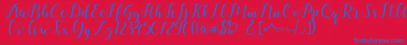 chalala-Schriftart – Blaue Schriften auf rotem Hintergrund