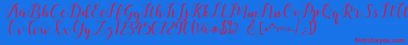 chalala Font – Red Fonts on Blue Background