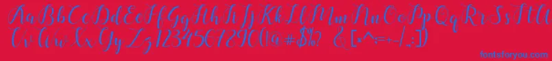 chalala Font – Blue Fonts on Red Background