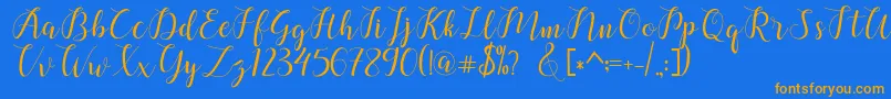 chalala Font – Orange Fonts on Blue Background