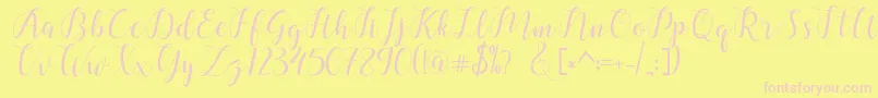 chalala-Schriftart – Rosa Schriften auf gelbem Hintergrund