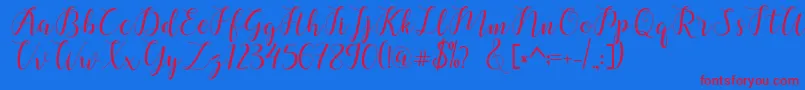 chalala-Schriftart – Rote Schriften auf blauem Hintergrund