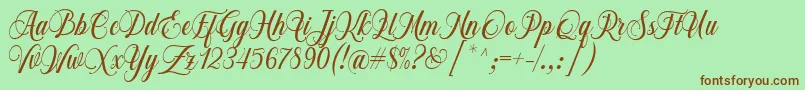 Fonte Chalisa Octavia Font D by 7NTypes – fontes marrons em um fundo verde