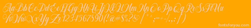Chalisa Octavia Font D by 7NTypes-fontti – vaaleanpunaiset fontit oranssilla taustalla