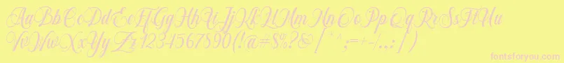 Fonte Chalisa Octavia Font D by 7NTypes – fontes rosa em um fundo amarelo