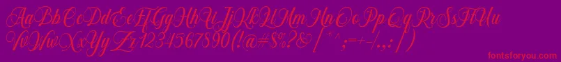 Czcionka Chalisa Octavia Font D by 7NTypes – czerwone czcionki na fioletowym tle