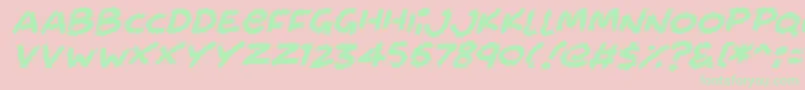 Fonte Chalkabout Italic – fontes verdes em um fundo rosa