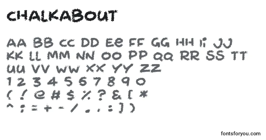 Czcionka Chalkabout – alfabet, cyfry, specjalne znaki