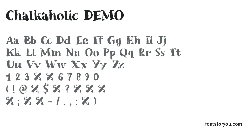 A fonte Chalkaholic DEMO – alfabeto, números, caracteres especiais