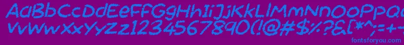 Fonte Chalktastic Italic – fontes azuis em um fundo violeta