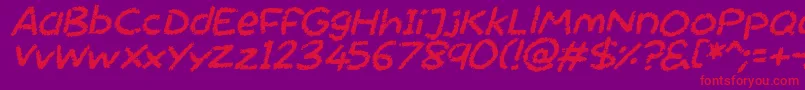 Fonte Chalktastic Italic – fontes vermelhas em um fundo violeta