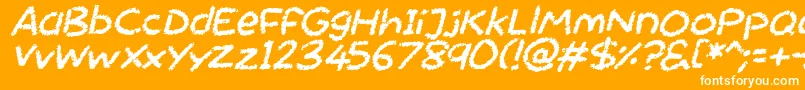 Chalktastic Italic-Schriftart – Weiße Schriften auf orangefarbenem Hintergrund