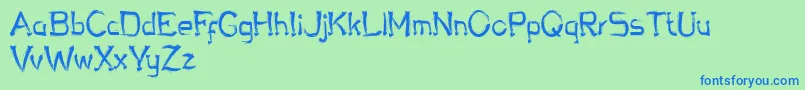 Czcionka Chalky Bronson – niebieskie czcionki na zielonym tle