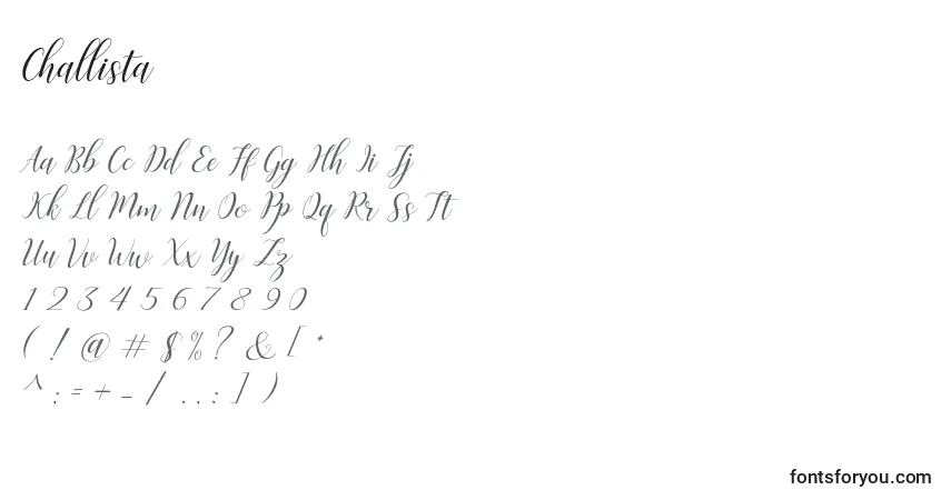 Schriftart Challista – Alphabet, Zahlen, spezielle Symbole