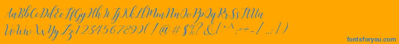 Challista-Schriftart – Blaue Schriften auf orangefarbenem Hintergrund